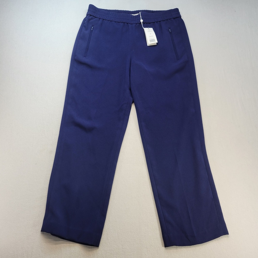 Tory Burch Addison Pants Womens 6 Navy Sea Wide Leg Elastic Waist